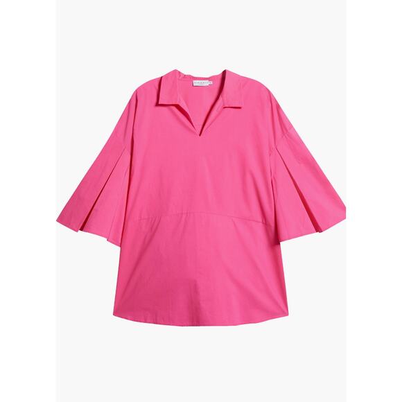 Harshman Sz 1X Maureen Tunic Cotton‎ Poplin Top in Fuchsia Quiet Luxury NEW! - Picture 4 of 7